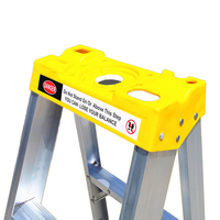 Échelle pliante moderne robuste à 6 marches, en alliage d'aluminium 6061 antirouille, marches antidérapantes, plateau à outils jaune, certifiée EN131, capacité de charge de 150 kg