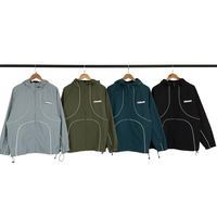 Veste coupe-vent personnalisée ODM, style streetwear américain, avec logo brodé, pour homme et femme, légère, décontractée, printemps-automne