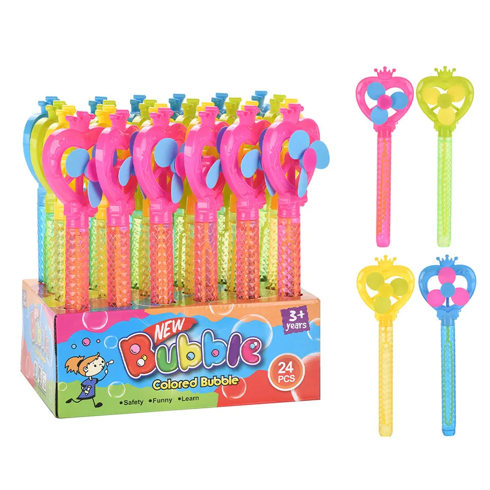 Kinder Sommer Outdoor Windmühle Seife Blasen <span class=keywords><strong>Spielzeug</strong></span> 24PCS Bunte Blow Bubble Sticks