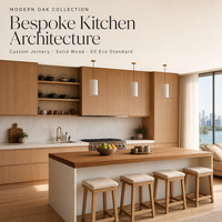 Ensemble d'armoires de cuisine modernes en placage de bois avec îlot et évier pour projets résidentiels haut de gamme et design d'intérieur de petites cuisines
