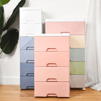 Armoire de rangement multicouche en plastique couleur macaron pour bébé, moulée par injection, durable et peu encombrante pour le salon