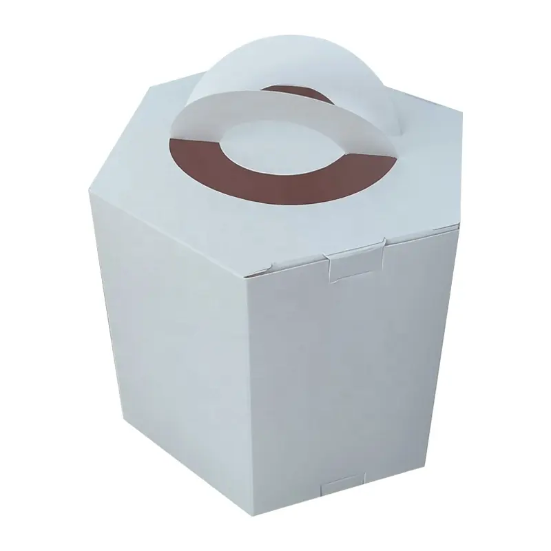 wholesale manufacturer paper cake box branded top handle foldable food grade cookie pie containers packing case cheap cake box