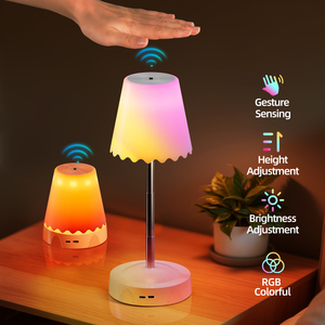 Lámpara de escritorio recargable por <span class=keywords><strong>USB</strong></span> moderna, sensor de movimiento RGB, luces nocturnas ajustables en altura, lámpara de mesa <span class=keywords><strong>LED</strong></span> para dormitorio de Hotel - Product Image 2