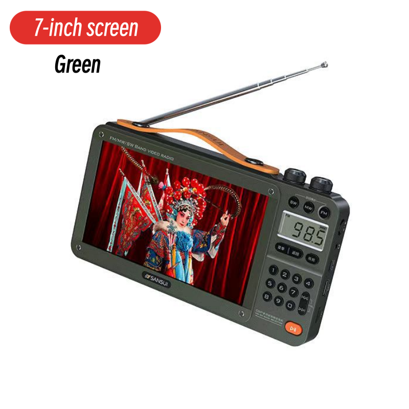 Portable FM/MW/SW Radio Big 7-inch LED Display Radio Wireless Bluetooth Speaker Dual TF Card Slot MP4 Music Player Video E-books