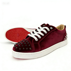 รองเท้าผ้าใบพื้นสีแดงมีหนามของผู้ชายรองเท้าลำลองสไตล์สตรีทประดับหมุดสุดหรูมีพื้นรองเท้าสีแดง - Product Image 2