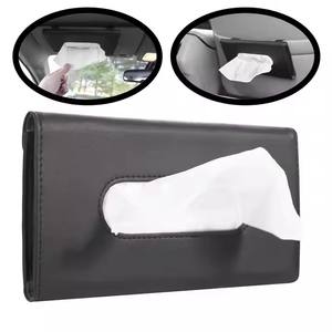 Leather <strong>Car</strong> Tissue Box and Sun Visor Holder Auto Interior Storage Mask Storage Box <strong>Car</strong> Interior <strong>Accessories</strong> - Product Image 3