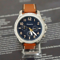MOSANTO-Montre à quartz pour homme, montre de luxe en cuir véritable d'origine japonaise, montre-bracelet avec date automatique