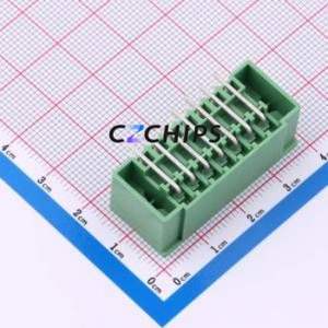 DB2ERHBM-3.81-2*7P-GN Plug-in Terminal Block Bent Lead Through Hole,P=3.81mm Board-to-Board / Socket - Closed Screw Fixing 2x7P - Product Image 2