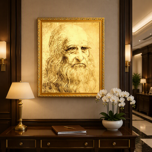 <span class=keywords><strong>Peinture</strong></span> à l'huile classique faite à la main sur toile, reproduction <span class=keywords><strong>de</strong></span> l'autoportrait <span class=keywords><strong>de</strong></span> <span class=keywords><strong>Léonard</strong></span> <span class=keywords><strong>de</strong></span> <span class=keywords><strong>Vinci</strong></span>, art mural <span class=keywords><strong>de</strong></span> la Renaissance, décoration intérieure - Product Image 3
