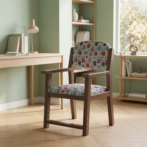 Modern Wooden Armchair Solid Back Midcentury Design Living Room Chair Ergonomic Home Office Furniture Hard <b>Floor</b> Use - Product Image 3