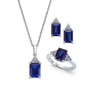 Wholesale 925 Sterling Silver <b>Gold</b> Plated Sapphire <b>Jewelry</b> <b>Sets</b> for Party Anniversary & Engagement Gifts - Product Image 4