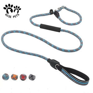Correa para mascotas redonda reflectante de nailon trenzado duradero con mango suave para mascotas, cuerda para deportes al aire libre, correa para perros con logotipo de goma - Product Image 3
