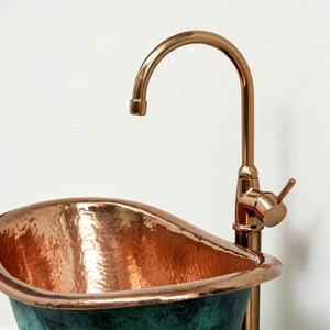 Vasque en cuivre vieilli, patine verte oxydée, style baignoire, lavabo de salle de bain fait main, lavabo en cuivre rustique de luxe - Product Image 5