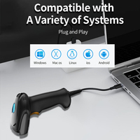 Escáner de Código de Barras Inalámbrico 2.4G Bluetooth de Modo Dual, Lector de Imágenes 2D, Sensor Global de 640x480, 90fps, Alta Visibilidad, Portátil