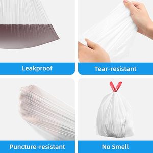Bolsas de Basura Desechables Blancas con Sello Autoadhesivo Rojo, Paquete Económico de 105 Unidades, Bolsas para Desechos Domésticos, Material LDPE - Product Image 4