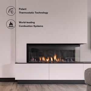 <span class=keywords><strong>Chimenea</strong></span> <span class=keywords><strong>de</strong></span> <span class=keywords><strong>Gas</strong></span> Moderna MEISU.CH <span class=keywords><strong>de</strong></span> Doble Cara Transparente con Piedra Volcánica, Tubo Empotrado en Muebles - Product Image 2