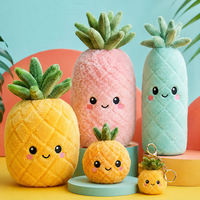 Peluche Ananas Couleur Macaron de Designer, Rembourrage Coton PP, Mini Porte-clés Fruité Pastel pour Anniversaire, Cadeau Anti-stress