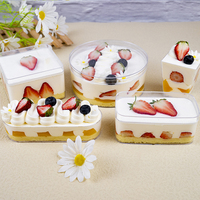 Boîtes de rangement en plastique jetables transparentes pour gâteau au tiramisu carré PS, boîte cadeau de qualité alimentaire pour bonbons et desserts avec couvercle