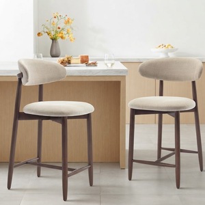 Sgabelli <span class=keywords><strong>da</strong></span> Bar Moderni Runwood, Altezza Bancone, Gambe in Legno, Rivestimento Beige, per <span class=keywords><strong>Cucina</strong></span>, Isola, Sala <span class=keywords><strong>da</strong></span> Pranzo - Product Image 1