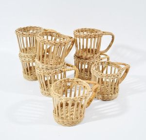 Tasse à boire en rotin osier tissé à la main, porte-tasse en rotin naturel, vintage, bon prix du Vietnam, - Product Image 3