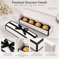 Emballage cadeau en chocolat quatre pièces, ruban noir, nœud, carton personnalisé imprimé, couvercle à charnière, boîte pliante