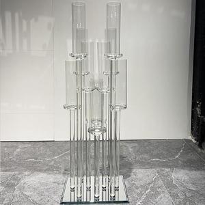 Portavelas de Pilar transparente de cristal alto de 9 brazos de lujo, candelabro de boda, centros de mesa para decoraciones de eventos de boda - Product Image 2