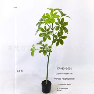 Planta verde en maceta de madera de pie de pato artificial al por mayor para decoración de interiores para paisajismo y diseño de madera borracha caballo - Product Image 6