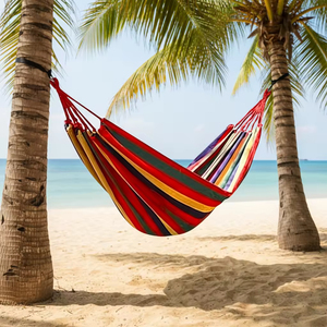 Hamaca <span class=keywords><strong>de</strong></span> exterior <span class=keywords><strong>de</strong></span> lona gruesa <span class=keywords><strong>con</strong></span> postes curvos <span class=keywords><strong>de</strong></span> <span class=keywords><strong>madera</strong></span>, antivuelco, individual y doble, para niños, dormitorios universitarios, dormitorios y camping - Product Image 2