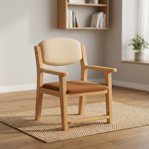 Fauteuil de salon scandinave moderne, structure en bois, revêtement beige, dossier solide, design ergonomique, fauteuil de détente, mobilier de maison - Product Image 1