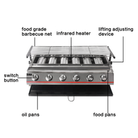 Gril de barbecue à gaz GPL à Six brûleurs automatique commercial pour hôtels et restaurants rôtissoire et cuiseur à viande