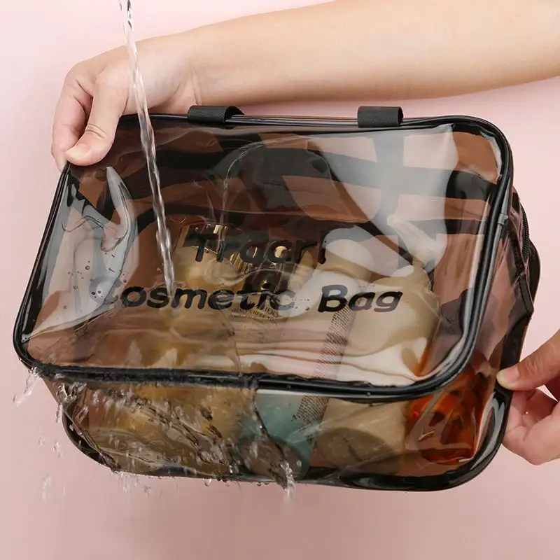 กระเป๋าเครื่องสำอางพิมพ์ลายกระเป๋าพลาสติก PVC ใสถุงแป้งกันน้ำ