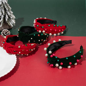 جديد الشتاء عيد الميلاد عقال معقود حافة واسعة عصابة رأس لؤلؤ احتفالي تصميم عصابة رأس - Product Image 1