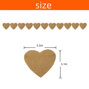 Bandera de Yute Reutilizable en Forma de Corazón, Banderines Rústicos de Yute para Boda, Banderas Decorativas de Lino - Product Image 5