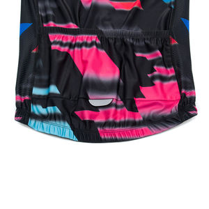 Maillot de cyclisme unisexe léger et respirant, doux pour la peau, à manches courtes, noir, rose, bleu, imprimé géométrique, chemise d'été pour vélo - Product Image 5