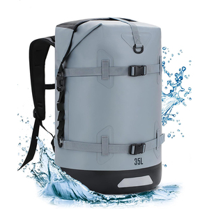 Free Sample External Frame Waterproof Genuine Leather Backpack 36-56L Lightweight Zipper Hasp Closure Dry Bag <b>Laptop</b> Pocket - Product Image 1