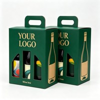 Boîte à vin personnalisée recyclable avec fenêtre, emballage en papier kraft pour 3 verres, pour la bière, les boissons, les bouteilles, boîte cadeau