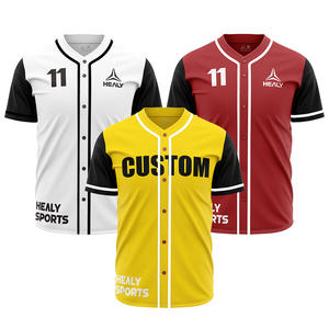 Blank Yellow Button Collar New Design Sublimation Baseball <b>Sweatshirt</b> Embroidery - Product Image 2