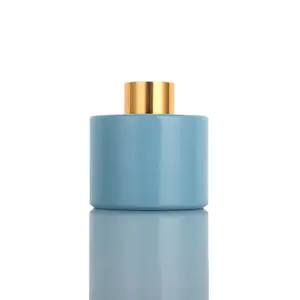 Frasco difusor de palheta de fragrância colorido luxuoso redondo preto verde azul âmbar com bastão e caixa de difusor de aroma