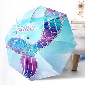 1 Pieza, Sin Pedido Mínimo, Paraguas Plegable Personalizado con Nombre de Sirena del Océano, Regalo de Fantasía Personalizado, Pedido Individual, Payung Lipat Personalizado - Product Image 3
