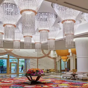 Factory Direct Sales Ceiling Crystal Bead Large Project Hotel Lobby Glass Bead LED Chandelier