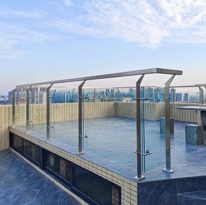 Balustrades et mains courantes contemporaines en acier inoxydable sans cadre à fixation au sol pour balcon d'appartement, résistantes à la rouille et à l'eau, à prix abordable - Product Image 5
