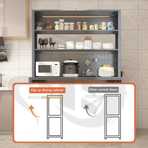 Buffet de cuisine de 183 cm de <span class=keywords><strong>haut</strong></span> avec roulettes, armoire de rangement multifonctionnelle avec panneau perforé pour salle à manger, léger - Product Image 3