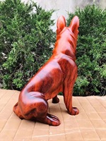 Meilleures ventes : Sculptures rustiques de scène montagneuse, Totem tribal en forme de loup-chien, en bois d'ironwood africain, pour mobilier de maison et salon