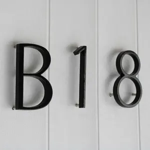आधुनिक दरवाजा संख्या अस्थायी घर का नंबर पत्र 5 इंच (125mm) के लिए जिंक मिश्र धातु काले साइन अपार्टमेंट होटल