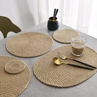 Set de table et sous-verre en coton et lin tressé, couleur unie, jetable, isolant thermique, anti-brûlure, style nordique, pour mariage