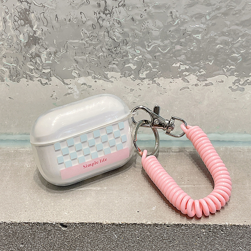 Pink checkered transparent case