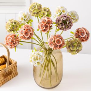 Fleur artificielle de chrysanthème moulin à vent Meng Jie à 5 têtes en polyester pour décoration intérieure, arrangement floral, bureau, mur, conférence - Product Image 2