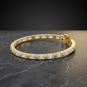 Men's Yellow Gold Lab Grown Baguette Cut Diamond <b>Bracelet</b> AADIHI JEWELS Luxury IGI Certified Rhodium Plated Everyday - Product Image 2