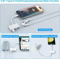 Lecteur de carte SD 4-en-1 USB C Adaptateur OTG de type C avec lecteur de carte mémoire SD Type-C USB 4 emplacements
