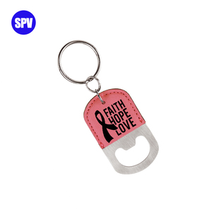 Llavero Abridor de Botellas de Cerveza Promocional Personalizado con Láser, de Cuero Sintético - Product Image 1